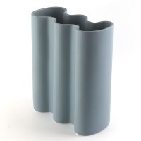 8 inch Matte Blue Oblong Polygon Shape Ceramic Tabletop Flower Vases