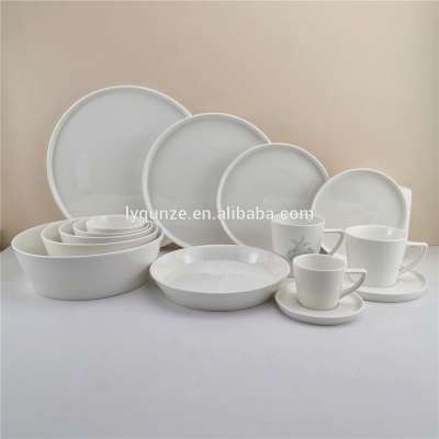 HL new unique shape bulk  fine porcelain new bone china dinner dining plates 12" 10" 8" 6.5"