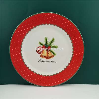 custom printed ceramic Christmas dinner plate / decorative Christmas ceramic plates for hanging / porcelain Christmas Plate