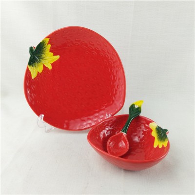 new ceramic strawberry fruit design handpainted dinner set