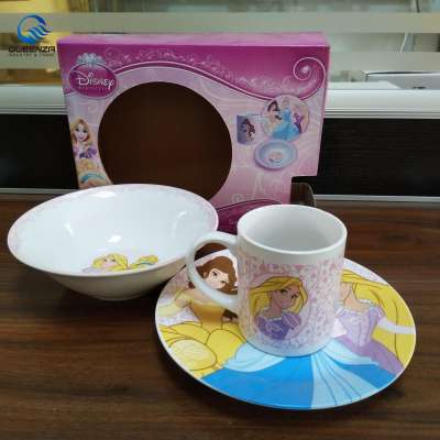 Ceramic porcelain children dinner set, 3pcs kids dinner set