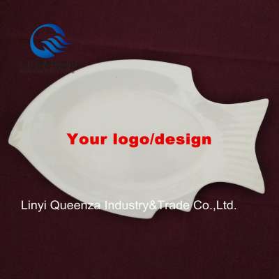 OEM porcelain fish shape dinner plates, fish design ceramic dinner plate