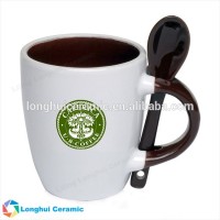 3oz small two tone espresso custom promotional ceramic mug with spoon