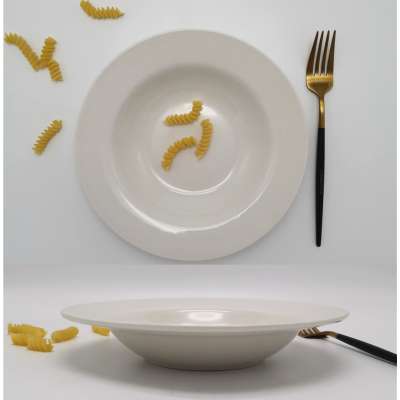 China manufacturer round plain white italian hotel restaurant deep porcelain ceramic dinner spaghetti pasta soup dish plate