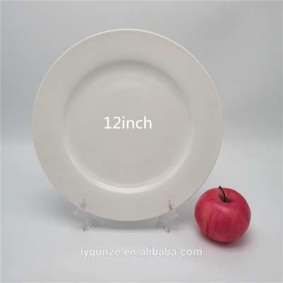 QUEENZA manufacturer round food grade 12inch white wedding ceramic plate set